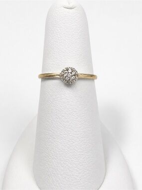 Crislu 18k Gold over 925 Silver Pavé CZ Cluster Ring SZ 6.75